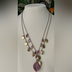 Villager Gold and Pink Pendant Necklace